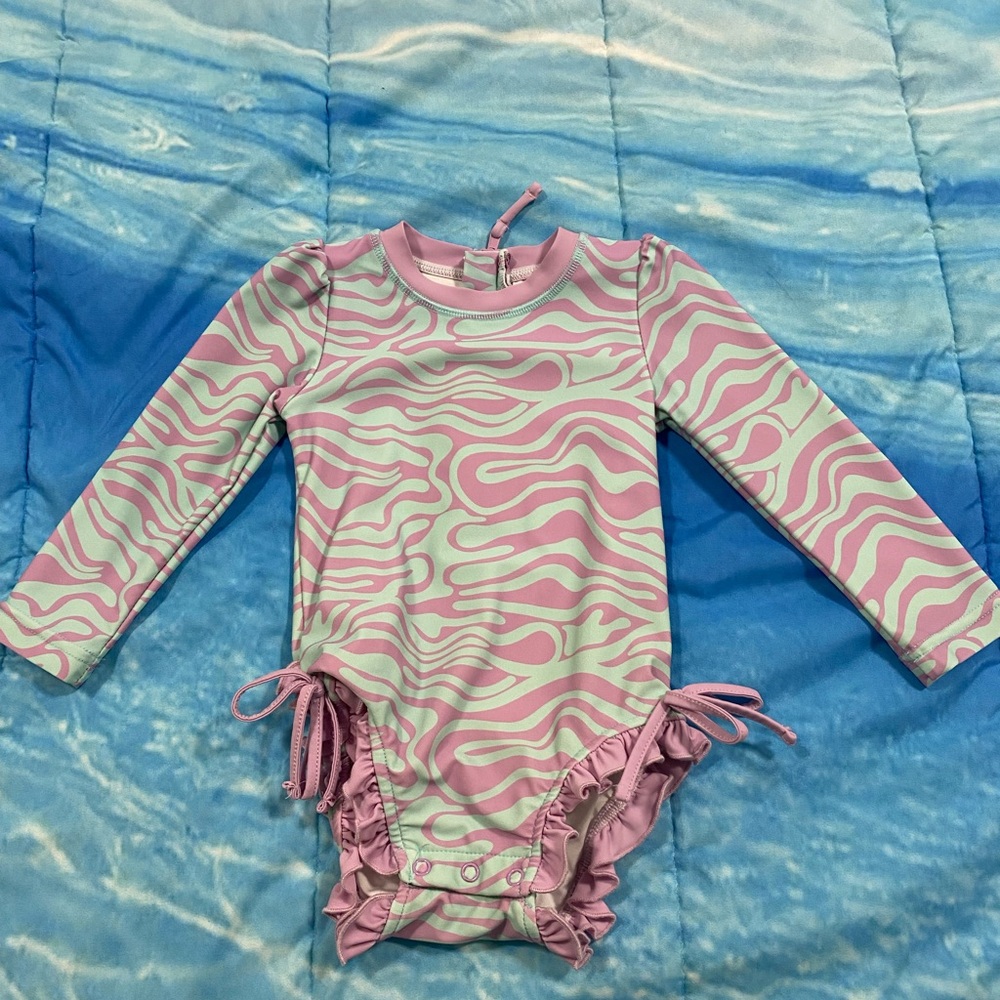 Caden Lane Purple and mint Swirl Swimsuit